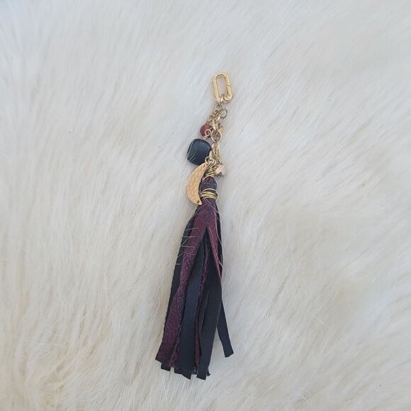 Tassel Bag Charm Keychain boho moon accent Keyring Gold - Picture 1 of 3